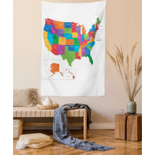 USA Map with States Tapestry