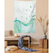 Curvy Lines Wave Flowers Tapestry