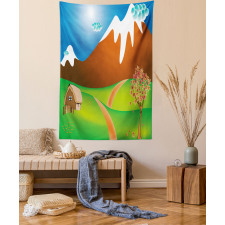 Cartoon Country Scene Tapestry