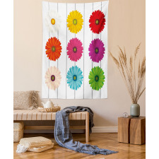 Vivid Petals on Stripe Tapestry