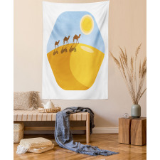 Camels on Desert Cartoon Tapestry