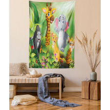 Cartoon Style Wild Animals Tapestry