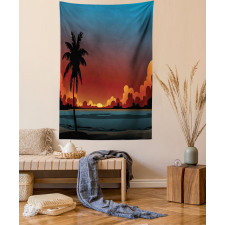 Dramatic Sunset Scene Pattern Tapestry