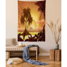 Digital Graphics Sunset Scene Tapestry