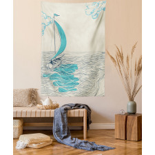 Cloudy Sailing Boat Tapestry