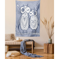 Night Bird Couple Doodle Tapestry