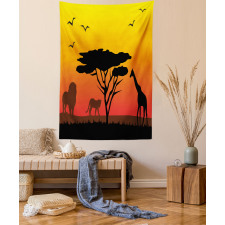 Savannah Animals Sunset Tapestry