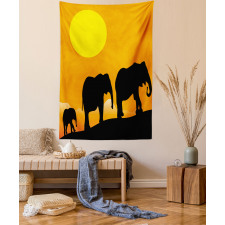 Baby Elephant and Family Tapestry