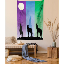 Wolf at Night Howling Tapestry