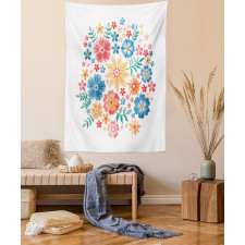 Colorful Folk Flowers Circle Tapestry