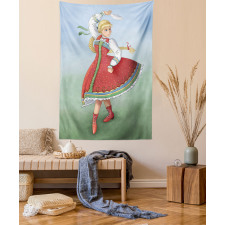 Slavic Girl Dancing Drawing Tapestry