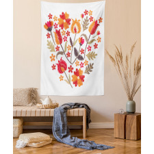 Heart Shaped Flowers Art Tapestry