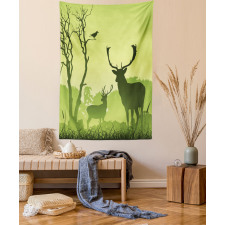 Deer Trees and Crow Bird Tapestry