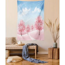 Blooming Sakura Trees Scene Tapestry