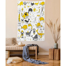 Childish Funny Animals Tapestry