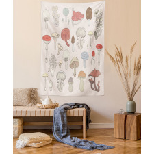 Pastel Various Mushrooms Tapestry