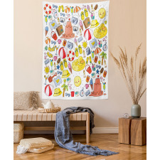 Vivid Summer Vacation Items Tapestry