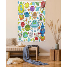Vivid Childish Outer Space Tapestry