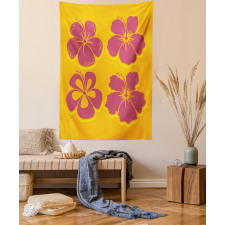 Hibiscus Flower Silhouettes Tapestry