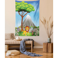 Animals Volcano Tapestry