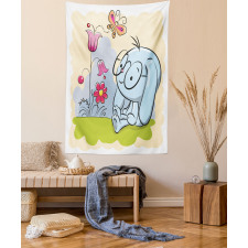 Rabbit Nature Tulips Tapestry