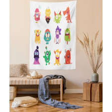 Funny Monsters Cartoon Art Tapestry