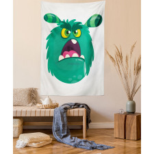 Fluffy Angry Monster Cartoon Tapestry