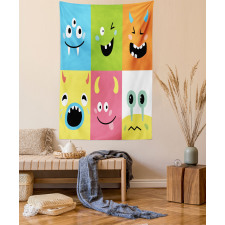 Colorful Blocks Emoticon Tapestry