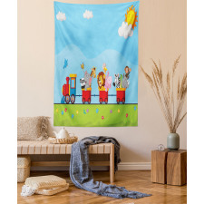 Cartoon Animal Sun Tapestry