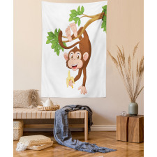 Monkey with Banana Tree Tapestry