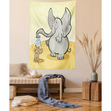 Elephant Bathing Mouse Tapestry