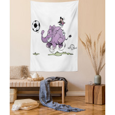 Elephant Playing Soccer Tapestry