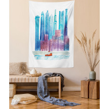 Skyline Boat in the River Tapestry