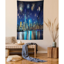 New Year Night Fireworks Tapestry