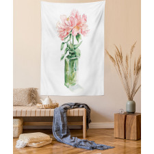 Rose Flower Drawing in Vase Tapestry