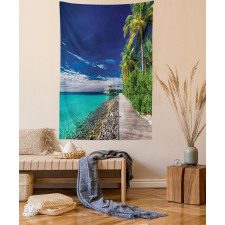 Beach Palm Trees Sky Tapestry