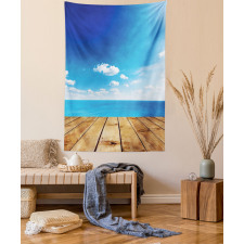 Seascape Cloudy Beach Tapestry