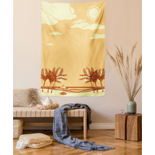 Retro Seaside Palm Trees Tapestry