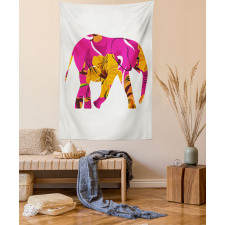 Elephant in Tropic Flowers Tapestry