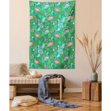 Caribbean Botany Flamingos Tapestry