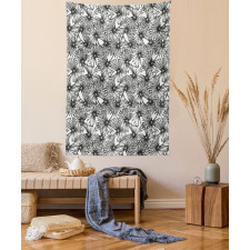 Palm Tree Leaves Sketch Art Tapestry