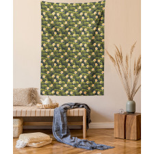 Palm Leaves Summer Flowers Tapestry