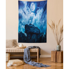 Cliff Under Cloudy Night Tapestry