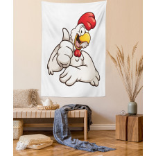 Joyous Cartoon Style Chicken Tapestry