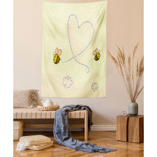 Buzzing Flies Heart Shape Tapestry