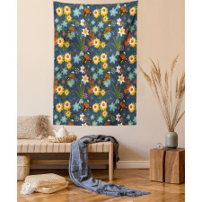 Vintage Birds Blossoms Art Tapestry