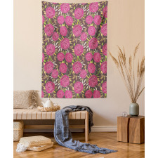 Detailed Flower Silhouettes Tapestry