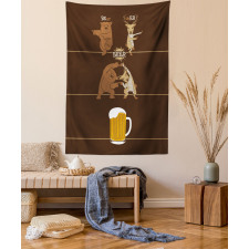 Bear Deer Beer Pub Magic Tapestry