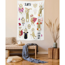 Lazy Animal Flowers Tapestry