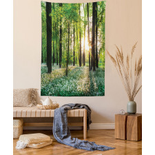 Sunny Forest Blossoms Tapestry